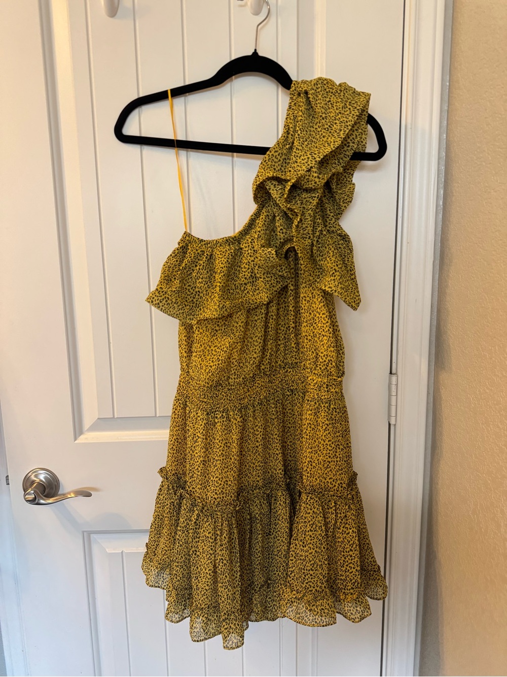Buddy Love One-Shoulder Yellow Animal Print Dress